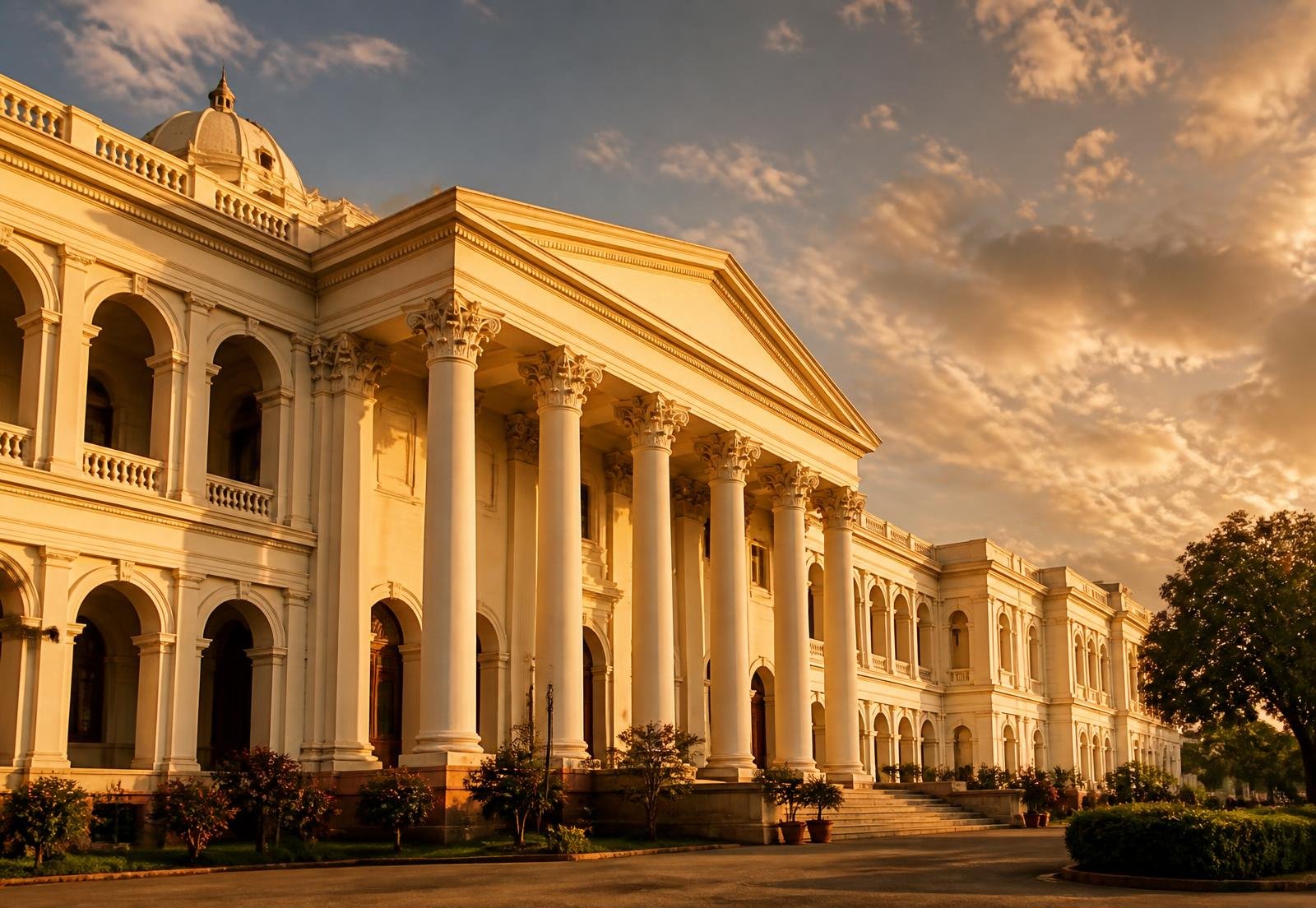 Indian court building at golden hour